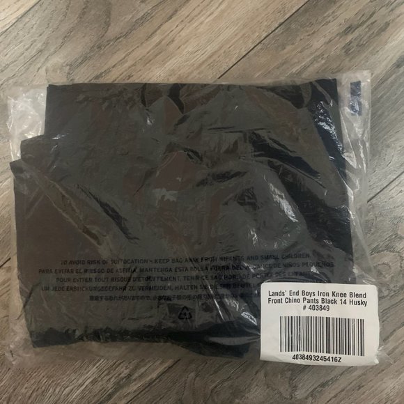 NWT LANDS' END BOYS IRON KNEE BLEND PLAIN FRONT CHINO PANTS BLACK - Picture 7 of 16